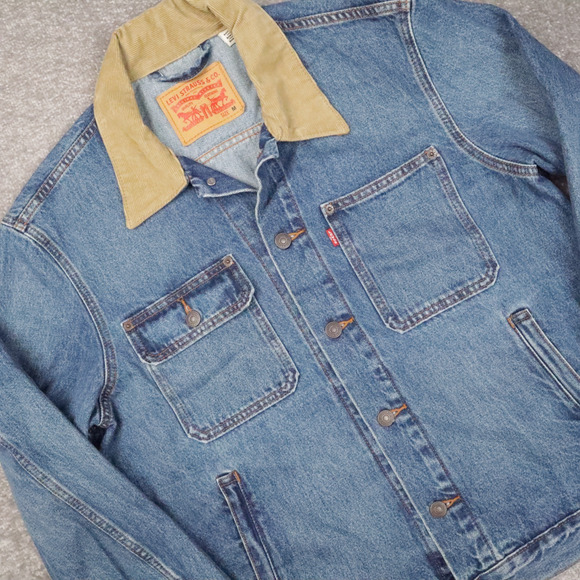 Levis LVC Type 2 Trucker Corduroy Collar Medium Blue Long Sleeve Denim Jacketa - Picture 8 of 9